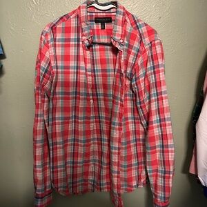 Aeropostale Red and Blue Plaid Button-Down Shirt